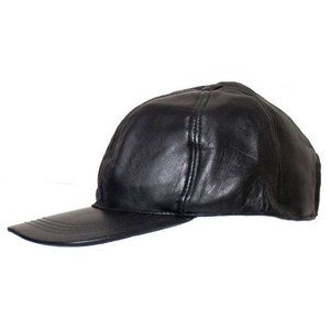 Genuine Lambskin Leather Baseball Cap Black #1003